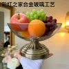 European-style light luxury glass fruit plate for home living room, tall leg dried fruit and snack storage plate, foreign trade version, European-style light luxury glass fruit plate for home living room, tall Specification image